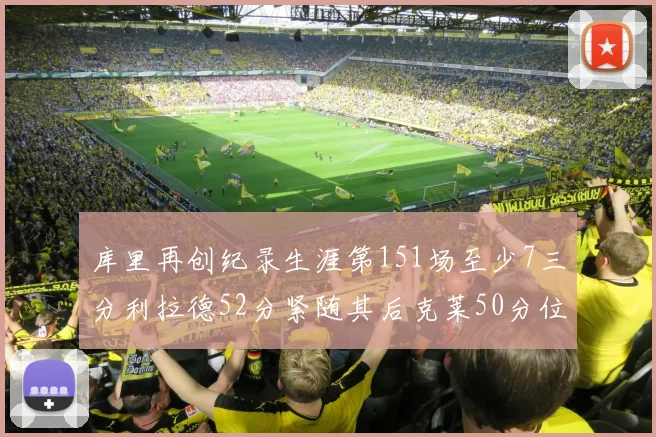 库里再创纪录生涯第151场至少7三分利拉德52分紧随其后克莱50分位列第三